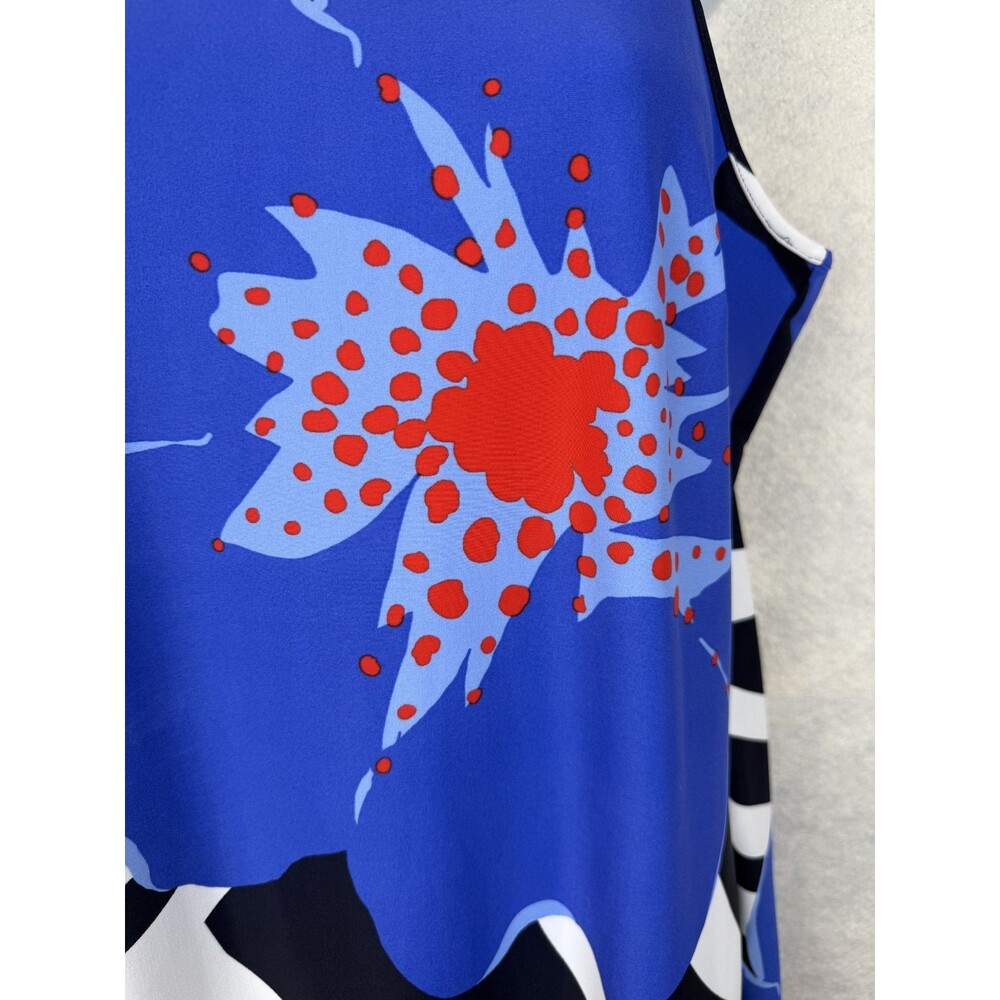 Jude Connally Dress Small Jude Cloth Racerback Zebra Floral Midi Front Slit Blue - Picture 5 of 9